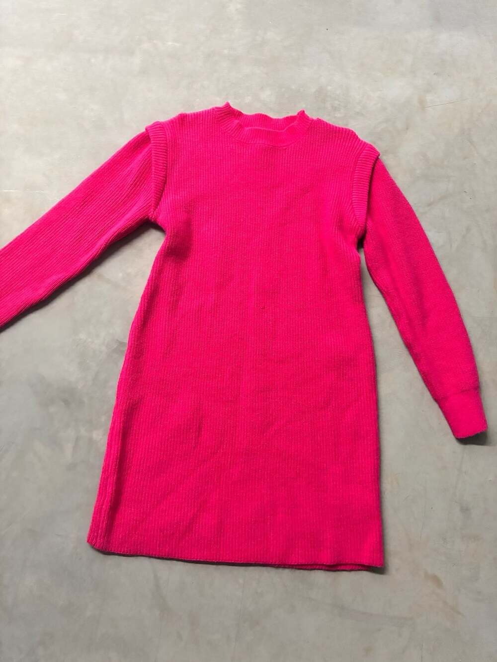 Pink Ribbed Knit Sweater Dress